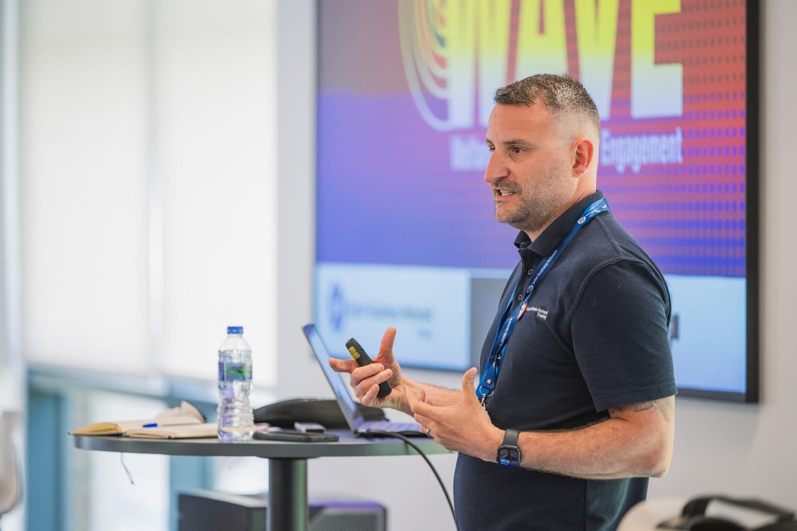 A facilitator running a VR training session