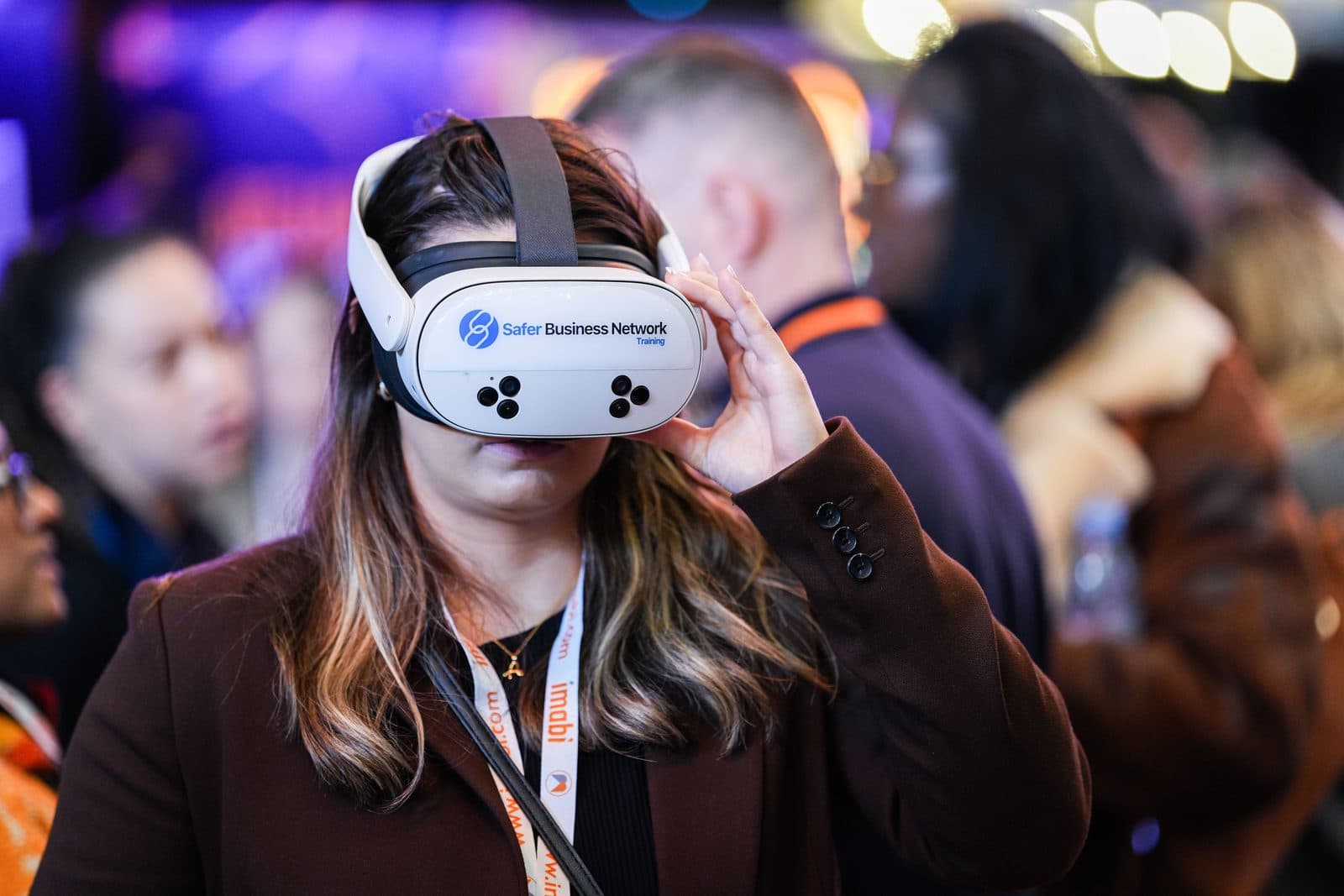 A learner wearing a Safer Business Network VR headset